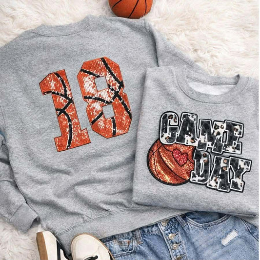 Basketball Leopard Game Day With Basketball Numbers Sweatshirt