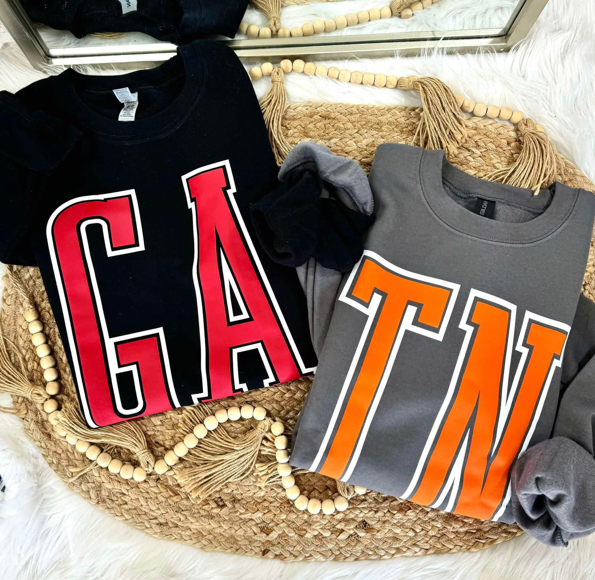 Custom State Initial Glitter + Puff Tee or Sweatshirt | Personalized State Spirit Wear