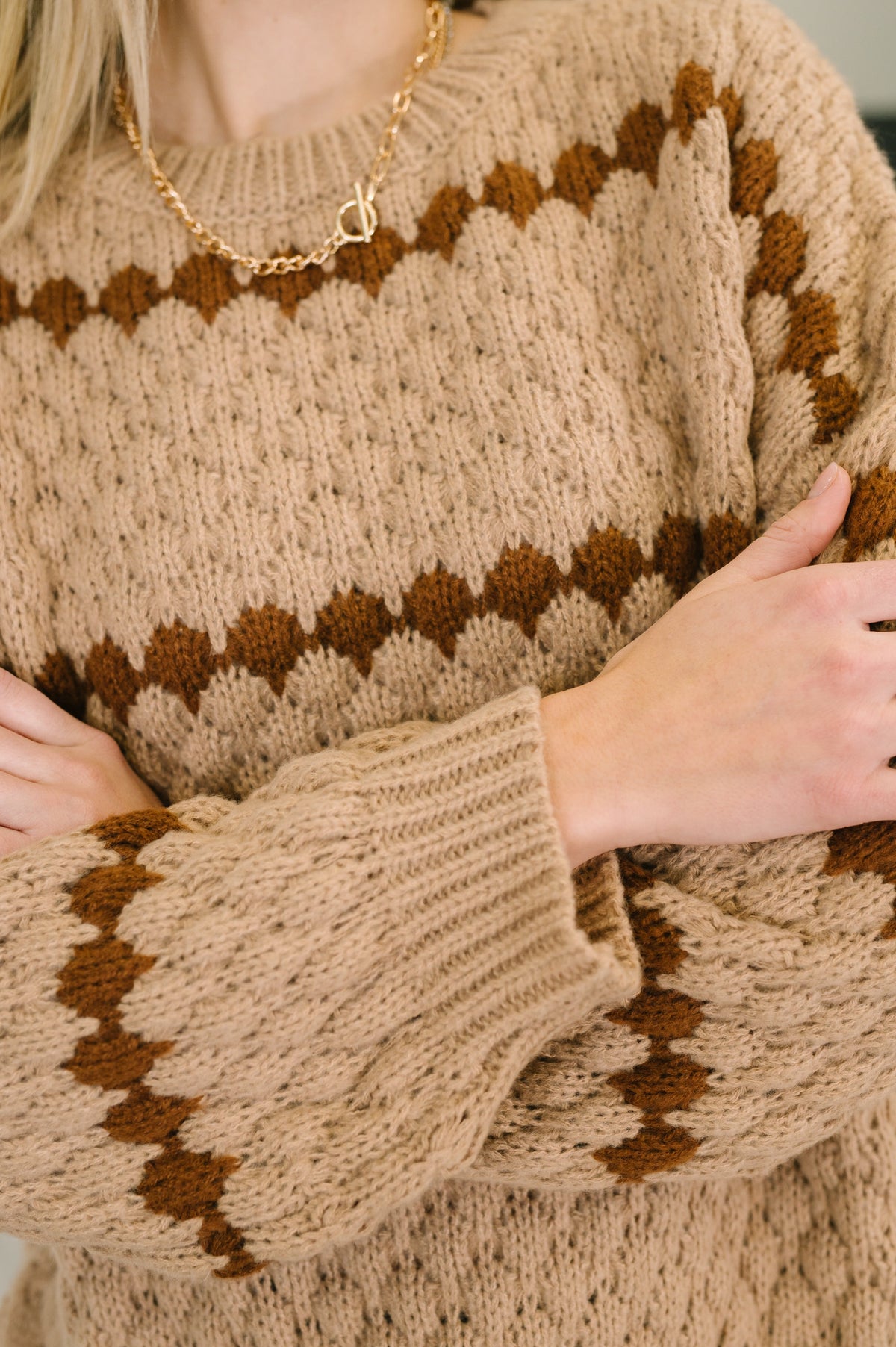 Ivy Lane Textured Sweater in Taupe