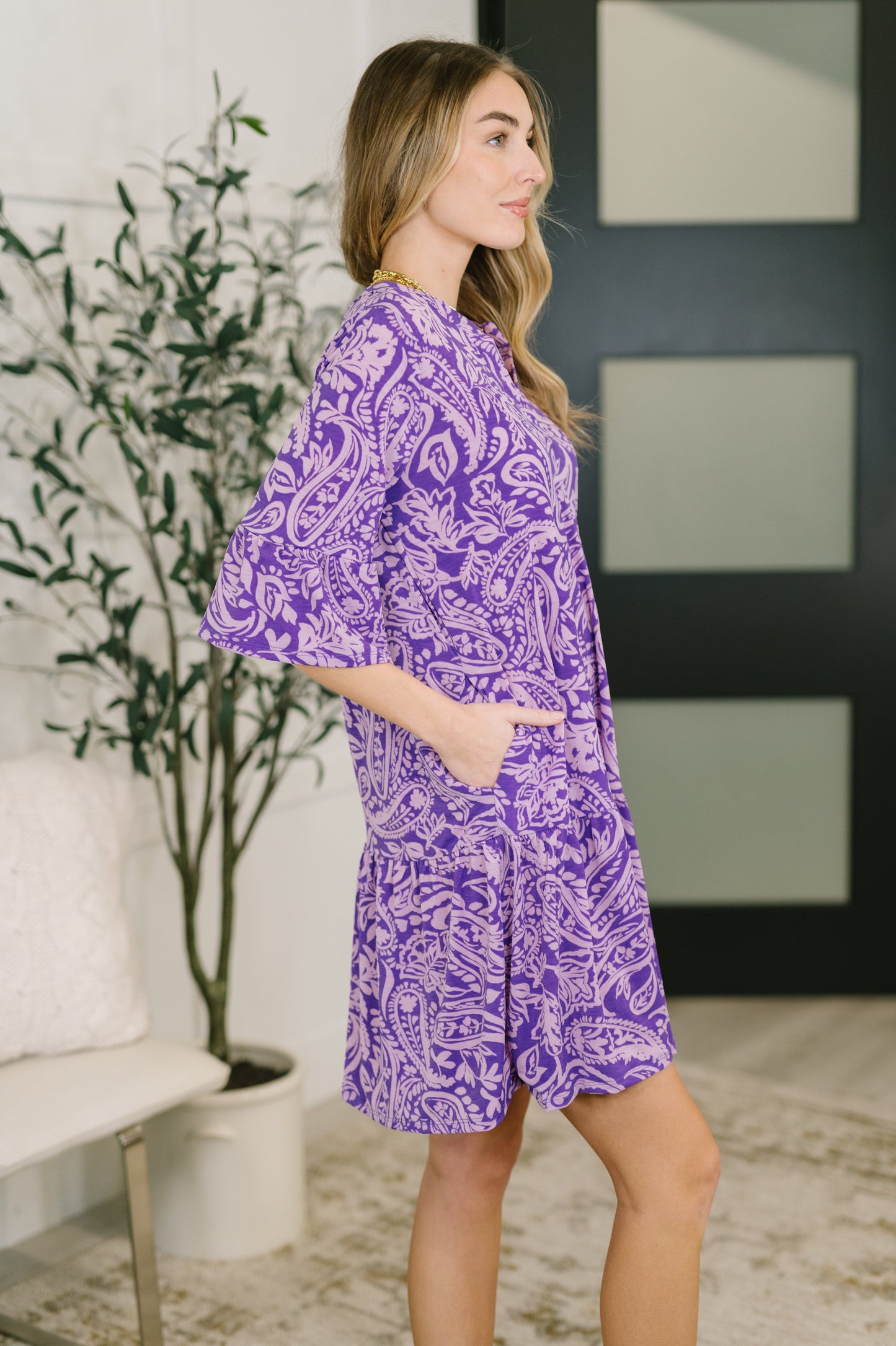 Lizzy Sunday Dress in Purple Paisley-