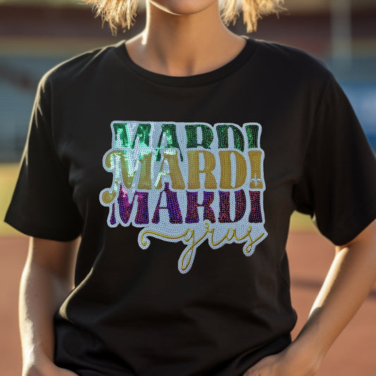 Mardi Gras Sequin Patch Tee