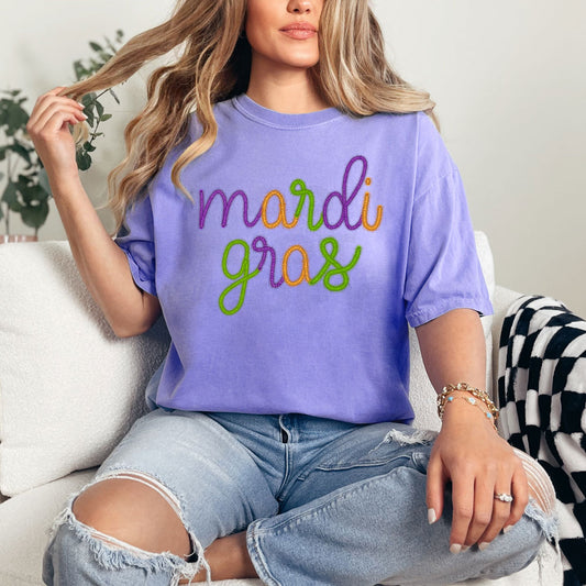 Mardi Gras Faux Tinsel Dyed Tee