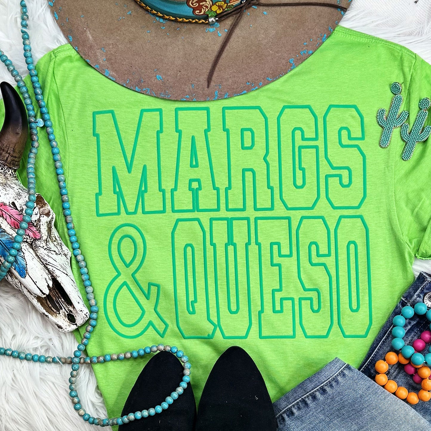 Margs & Queso Puff Tee | Vacation Graphic Shirt
