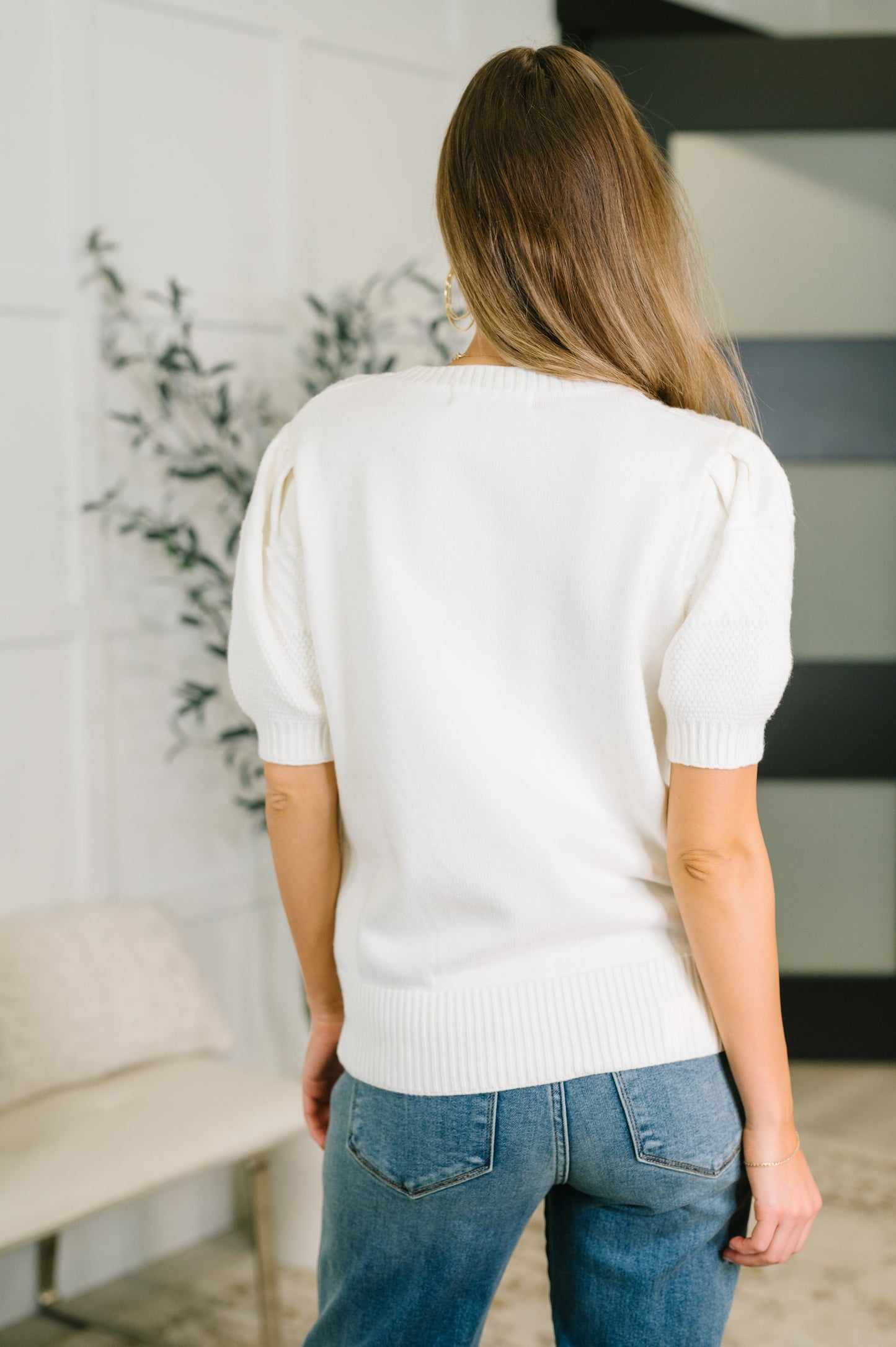 Need a Little Love Cable Knit Puff Sleeve Top