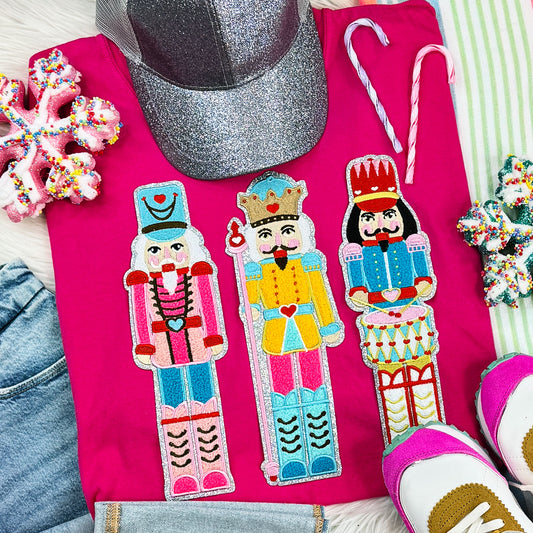 Nutcracker Trio Chenille Patch Christmas Tee
