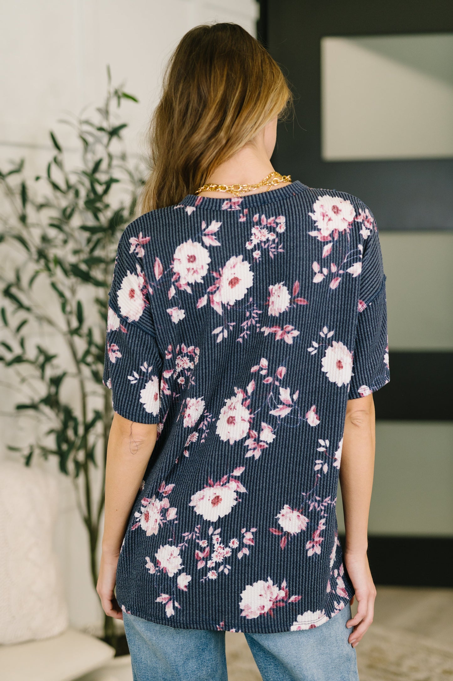 Really Simple Floral Henley Top-