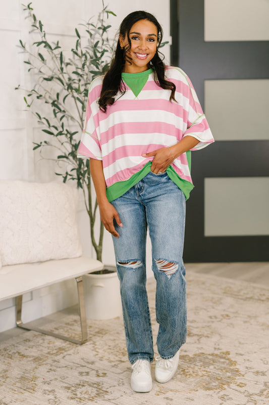 What's a Girl to Do Contrast Trim Relaxed Top