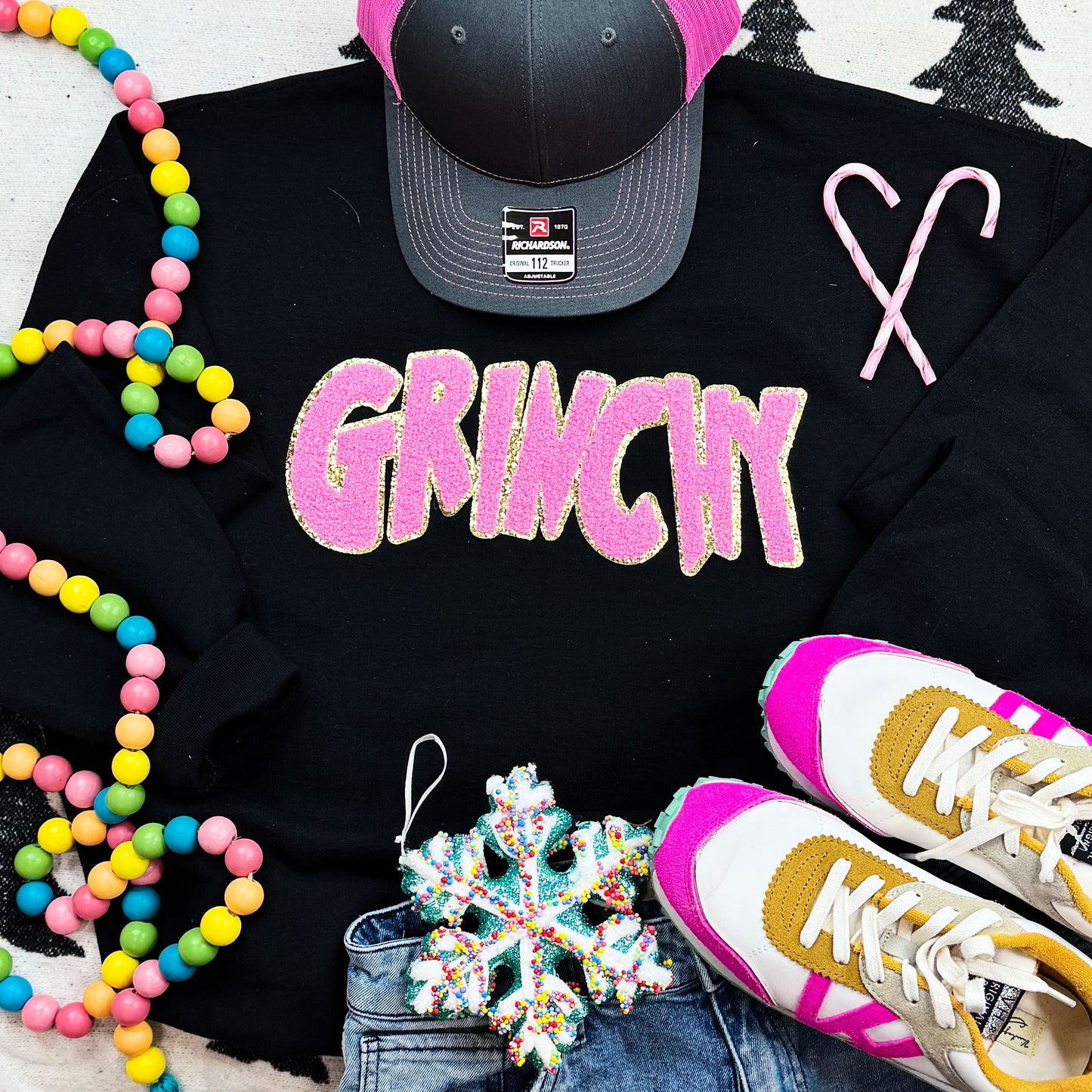 Grinchy Chenille Patch Heliconia Crewneck (3 Colors)