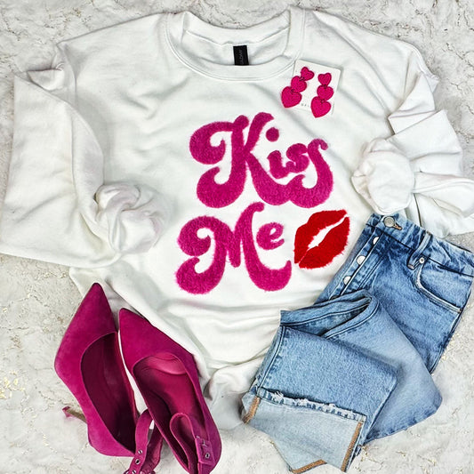 Kiss Me Fluffy with Red Lip Sweatshirt