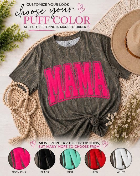 Custom Camo Puff Tee | Personalized Varsity Graphic Shirt