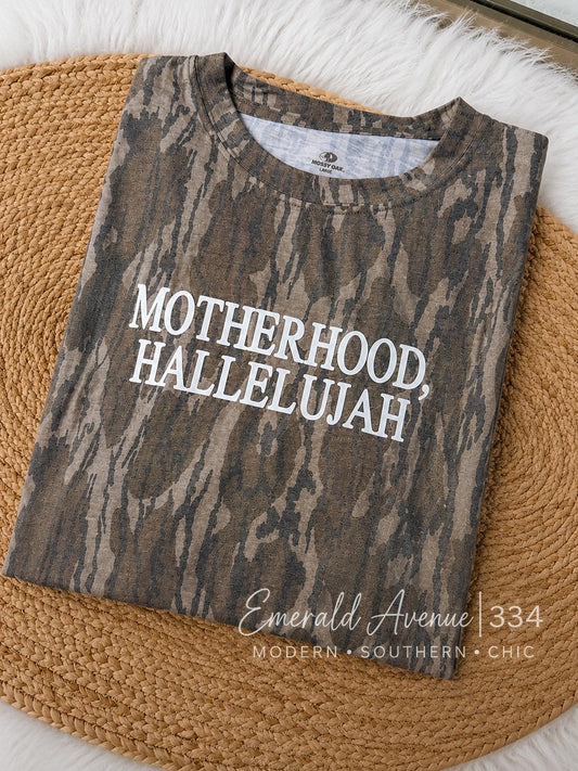 Custom Motherhood, Hallelujah | Mossy Oak Bottomland Camo Tee