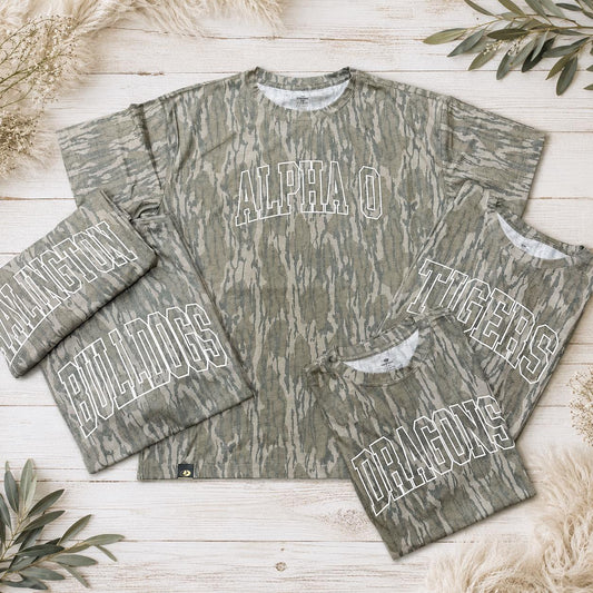 Authentic Mossy Oak Bottomland Varsity Puff Outline Custom Tee
