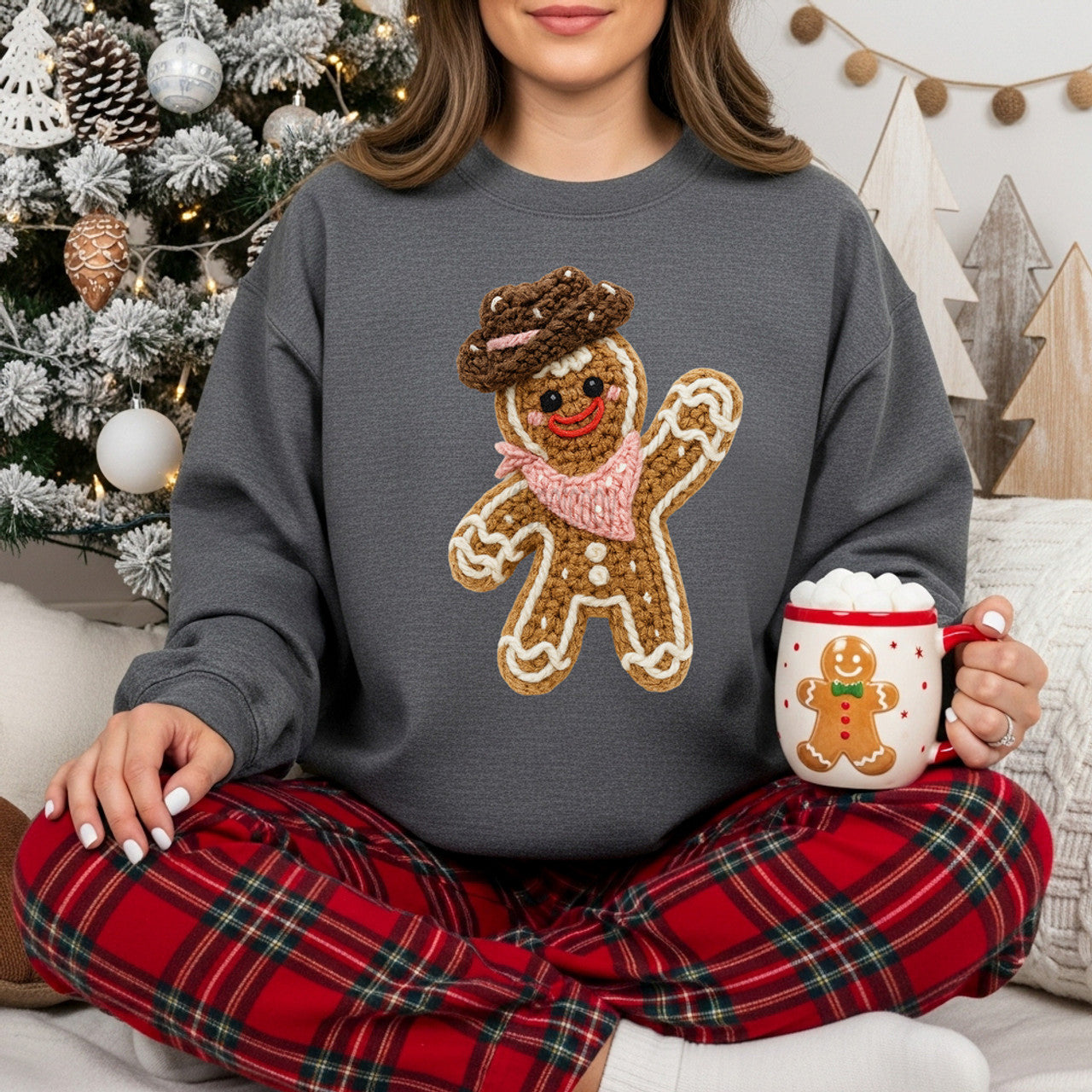 Faux Yarn Western Gingerbread Sweatshirt